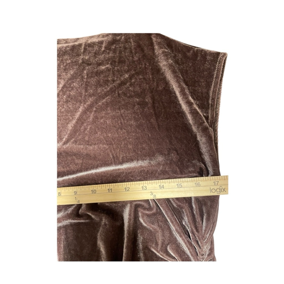 Size XL Brown A New Day Dress Velvet short sleeve midi mock neck ruching fitted - Picture 5 of 9